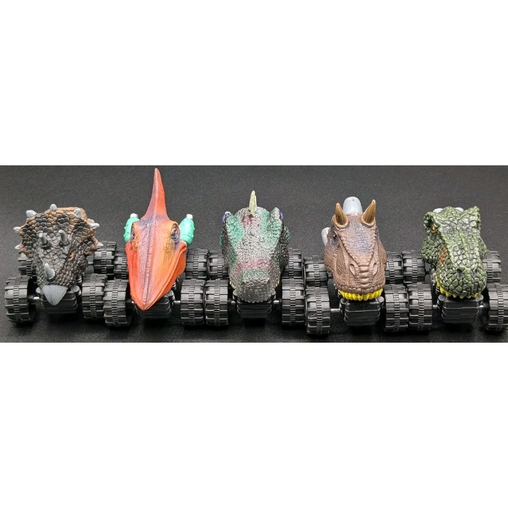 2020 Deluxebase Wild Zoomies Dinosaur Monster Head 2.5" Pull Back Truck Lot Of 4